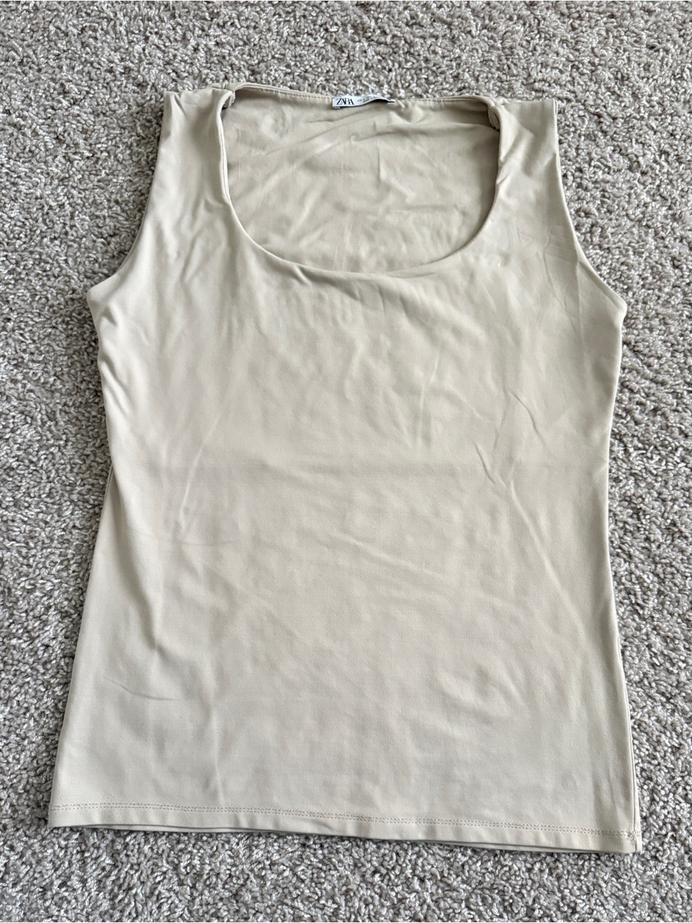 Zara Neutral Cream Scoop Neck Tank Top